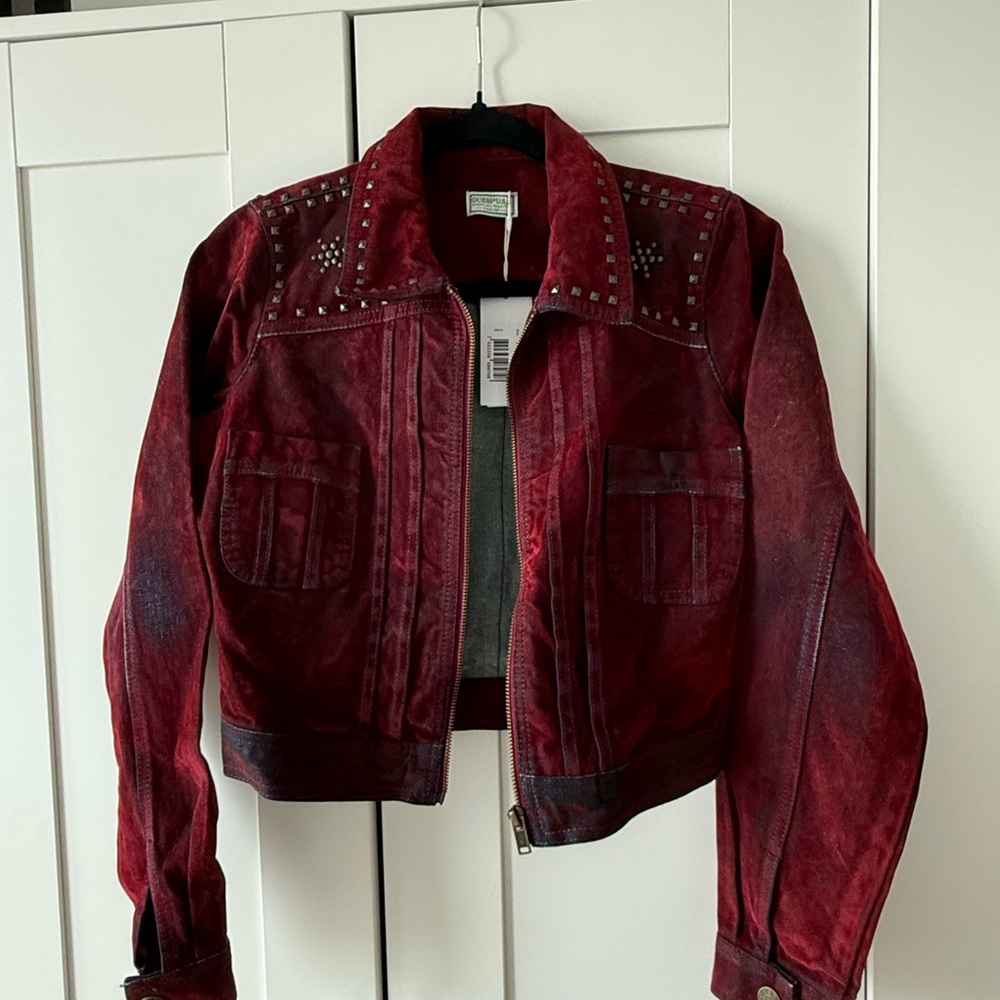 Studded Red Women's Velvet/denim jacket